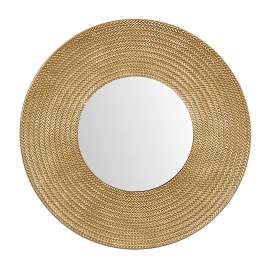 36&#x22; Gold Metal Contemporary Wall Mirror